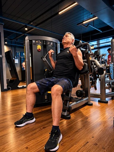 Treino de musculação em aparelho sentado