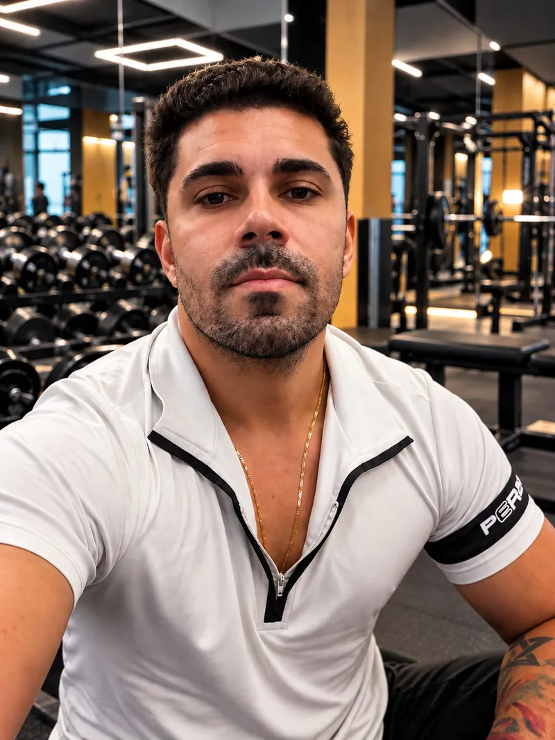Whadson Santiago com roupa de treino na academia